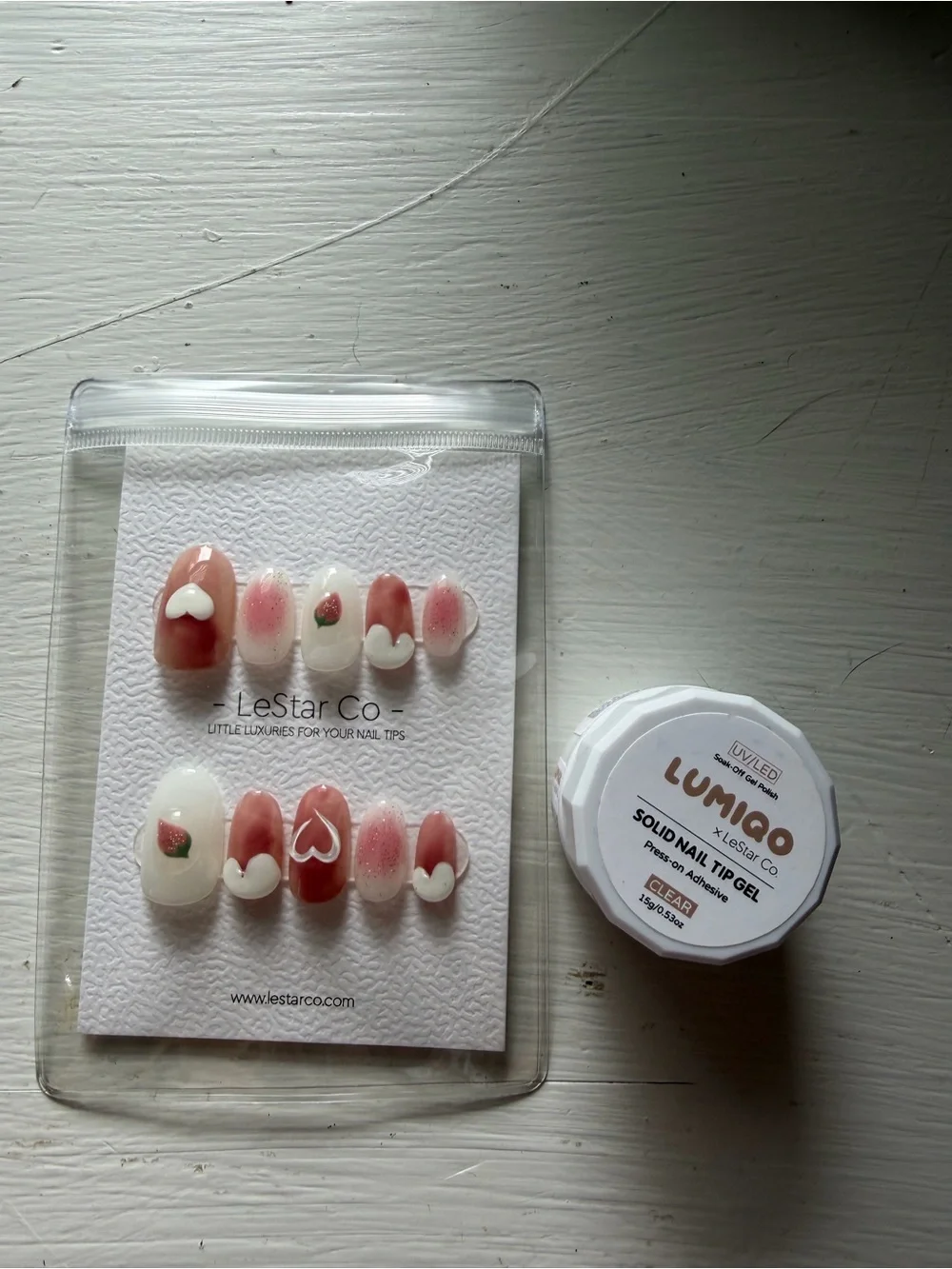 LeStar Co Pink & White Heart Nail Set